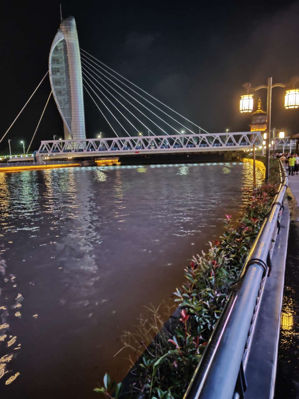 桥边夜景图片